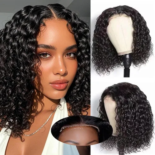 Vista 14 de Pelucas de cabello humano rizado con cierre de encaje HD de 5x5 de onda profunda para mujeres morenas, sin pegamento, pre cortadas, 180%