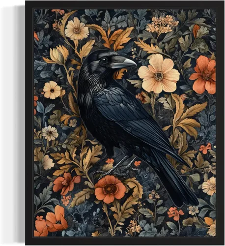 Vista 7 de Póster de Arte de Murciélago, Estilo William Morris Retro de Mediados de Siglo Botánico Victoriano Academia Oscura Decoración Gótica Galería 10a