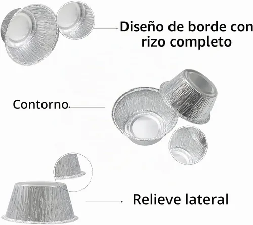 Vista 5 de Tazas de papel de aluminio para hornear, Ramekin desechables de 4 onzas, forros de aluminio para cupcakes, 150 piezas de papel plateado