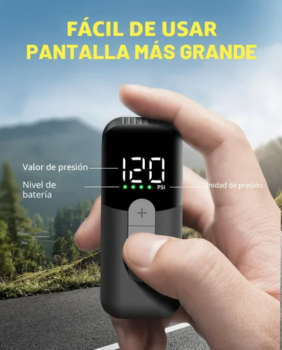 Vista 4 de Fanttik X10 Ace Mini Bomba de Bicicleta con Medidor, Bomba de Bicicleta Eléctrica Pequeña de 120 PSI con Válvula Presta y Schrader, Parada