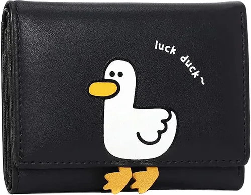 Vista 8 de Linda cartera pequeña Copmact para mujeres y niñas, triple tarjetero para identificación, ventana, bolsillo para efectivo, estampado de vaca