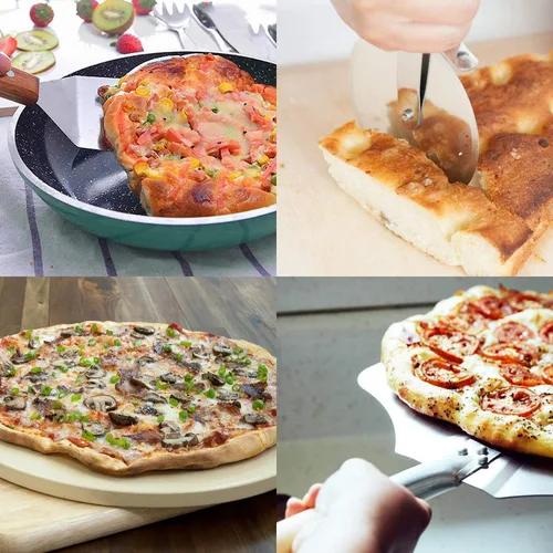 Vista 4 de Onlyfire Juego de 4 piedras para pizza – Piedra redonda de cordierita de 15 pulgadas para horno y parrilla, cáscara de pizza de 14 x 16 pulgadas