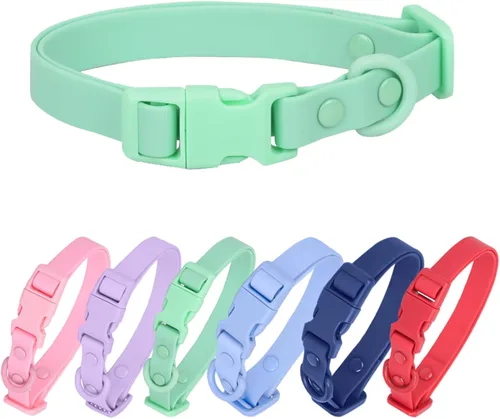 Vista 8 de Collar de perro impermeable de goma suave con hebilla de seguridad, collares ajustables para mascotas para perros pequeños, medianos y grandes