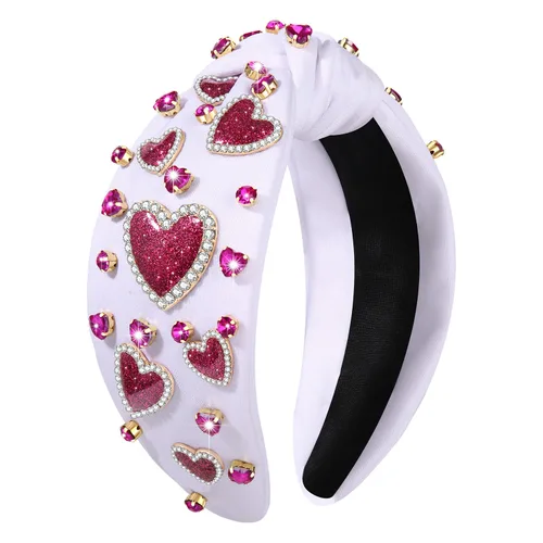 Vista 23 de mokkia Diademas de corazón para el día de San Valentín para mujer, accesorios para el día de San Valentín, diadema anudada con corazón con cuentas