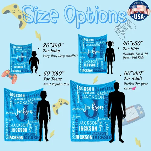 Vista 6 de Envío al día siguiente, manta personalizada para niños adolescentes - impresa en EE. UU., manta de franela con nombre personalizado, mantas