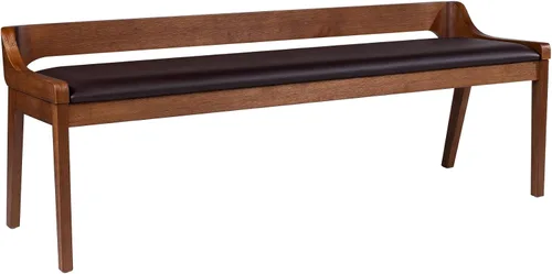 Vista 3 de Rasmus - Banco de comedor de madera de imitación de piel sintética, color marrón