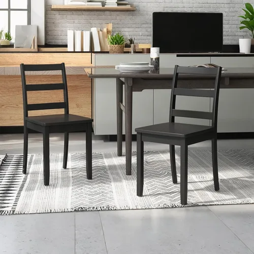 Vista 9 de ERGOMASTER Juego de 4 sillas de comedor de madera, sillas de cocina de madera sin brazos con respaldo, sillas laterales de restaurante para estudio