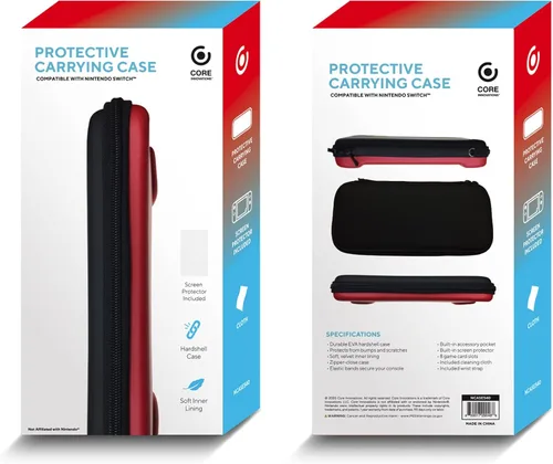 Vista 7 de Core Innovations Funda protectora de transporte compatible con Nintendo Switch, negro rojo (NCASE540)