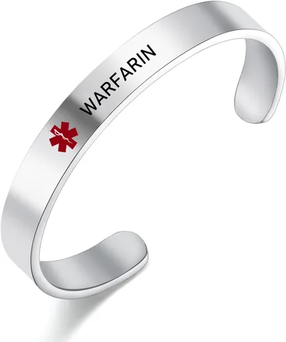 Vista 12 de LoEnMe Jewelry Pulseras de alerta médica personalizadas para hombres y mujeres, personalizable, grabado gratuito, acero inoxidable, pulsera