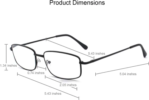 Vista 7 de Gafas de lectura rectangulares extra anchas de metal para hombres y mujeres
