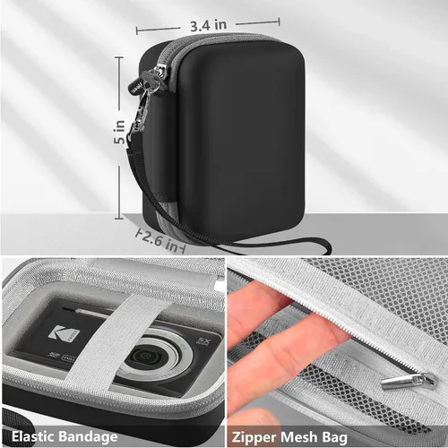 Vista 3 de Leayjeen Funda para cámara digital compatible con KODAK FZ55 FZ45 44MP 1080P Point & Shoot, funda protectora dura portátil para adolescentes y Negro