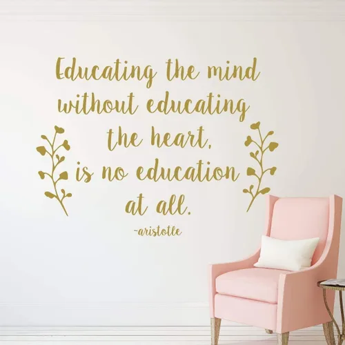 Vista 3 de Aristotle Educational Quote Wall Decal Educating The Mind Without Educating The Heart Removable Vinyl Sticker for Bedroom, Homeschool, Classroom