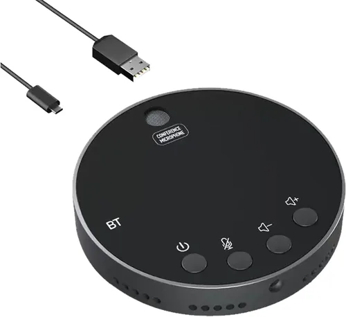 Vista 9 de Micrófono de computadora de 360° para escritorio, micrófono de PC de conferencia USB, tecnología de cancelación de ruido, grabación, Skype, clase