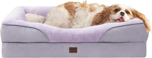 Vista 32 de EHEYCIGA Cama ortopédica para perros medianos, sofá cama de espuma viscoelástica con lados, forro impermeable y funda extraíble lavable, sofá