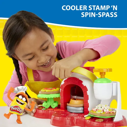 Vista 4 de Play-Doh Stamp 'N Top - Juguete para horno de pizza con 5 colores no tóxicos