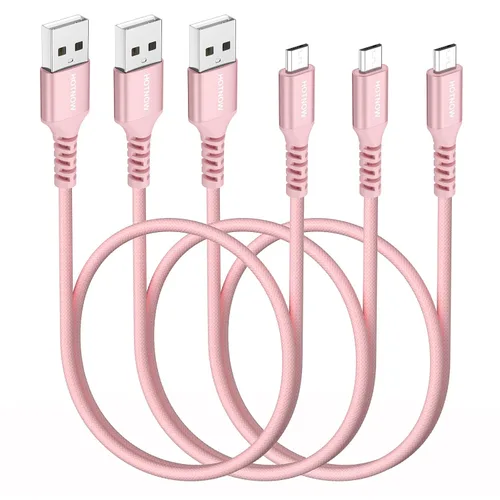 Vista 9 de Cable micro USB corto de 0.5 pies [3 unidades], cable cargador Android de alta velocidad USB2.0 de 6 pulgadas 5V3A, de nailon trenzado, de carga