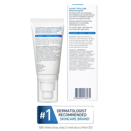 Vista 7 de CeraVe Gel hidratante ultraligero, gel hidratante facial para hombres y mujeres con ceramidas, niacinamida, ácido hialurónico, sin fragancia, sin