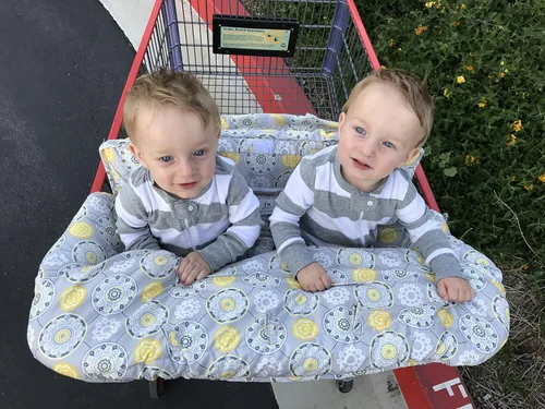 Vista 4 de Funda doble doble para carrito de compras para hermanos bebés con funda de transporte. Garantizado para adaptarse a tiendas de comestibles