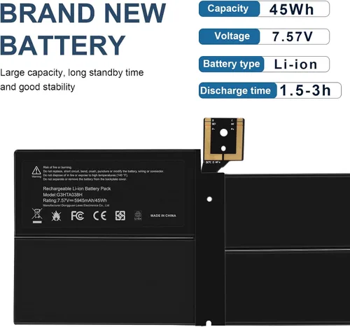 Vista 2 de Futurebatt G3HTA038H Batería para Microsoft Surface Pro 5th 1796 (2017) Serie Pro 6 1807 1809 1796 (2018) Serie Core i5 i7 m3 Serie FJU-00001