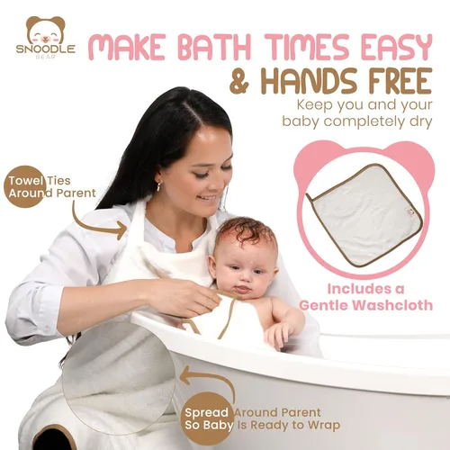 Vista 5 de Toalla de bebé con capucha de bambú de rayón manos libres, extra grande para niños y niñas, rayón orgánico de bambú, toalla suave para bebé, regalo
