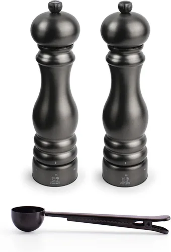Vista 7 de Peugeot Paris u'Select - Juego de molinillo de sal y pimienta manual de 6 ajustes con cuchara de especias de acero inoxidable negro, fabricado