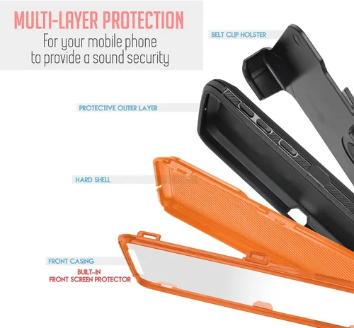Vista 6 de Funda para Samsung Galaxy A24, funda giratoria de cuerpo completo con clip para cinturón de doble capa, soporte con protector de pantalla integrado