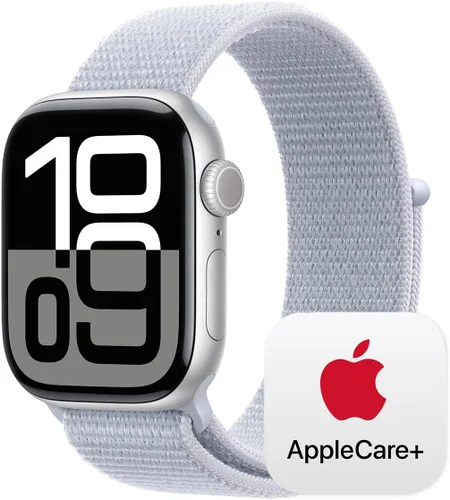 Vista 24 de Apple Watch Series 10 [GPS 42 mm] Smartwatch con caja de aluminio negro brillante y correa deportiva negra - M/L. Rastreador de fitness, aplicación