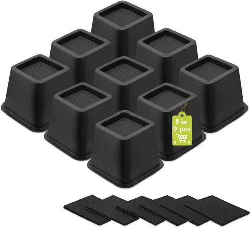 Vista 26 de Paquete de 12 elevadores de muebles de 1 pulgada, elevadores de cama ajustables resistentes para mesa, escritorio, sofá, gabinete, marco de cama