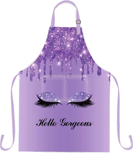 Vista 9 de Hello Gorgeous - Delantal de pestañas de unicornio, delantal ajustable para hombres y mujeres, cocina, hornear, jardinería
