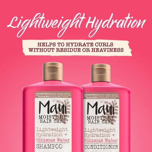 Vista 5 de Maui Moisture Champú de agua ligero de hidratación + hibisco, champú hidratante suaviza y apaga el cabello ondulado y rizado con aloe vera