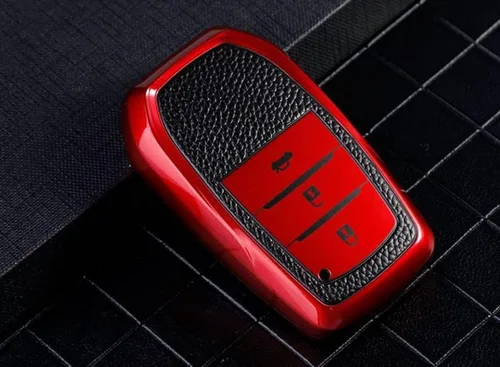 Vista 8 de DOUKI Leather TPU Car Key Cover Case Holder, for Toyota RAV4 Crown Hilux Fortuner Innova Camry Land Cruiser Prado Yaris Corolla 55 50