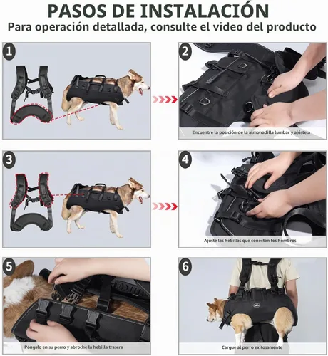 Vista 6 de Arnés de elevación para perros, soporte y rehabilitación con cabestrillo ajustable acolchado y transpirable Arnés de elevación para perros