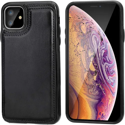 Vista 3 de OT ONETOP - Funda tipo cartera para iPhone 11 con tarjetero y ranuras para tarjetas, doble cierre magnético y funda duradera a prueba de golpes