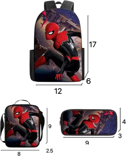 Vista 2 de HONTUBS Bolsa de almuerzo de dibujos animados Mochila Bolsa pequeña 3 piezas (S4)