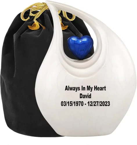 Vista 10 de Urna de cremación Heart of Love para cenizas humanas - Hermosa urna conmemorativa ERN para adultos - ERN decorativa para seres queridos - Urna Negro