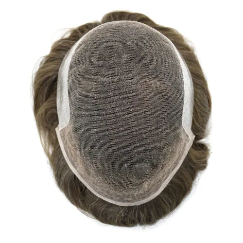 Vista 5 de Sistema de cabello de encaje francés para hombres Tupé para hombres Pieza de cabello humano real para hombres Sistema de reemplazo de cabello