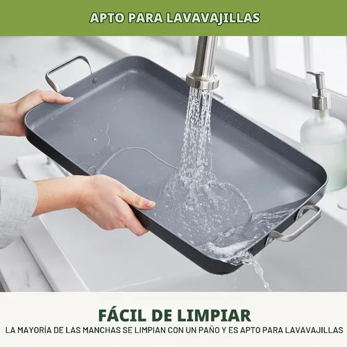 Vista 10 de GreenPan Valencia Pro - Sartén antiadherente de cerámica de doble quemador