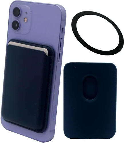 Vista 12 de Cartera magnética para tarjetas con anillo para MagSafe iPhone 14/13/12 Mini Plus y Pro Max, funda de cuero resistente y segura para teléfono