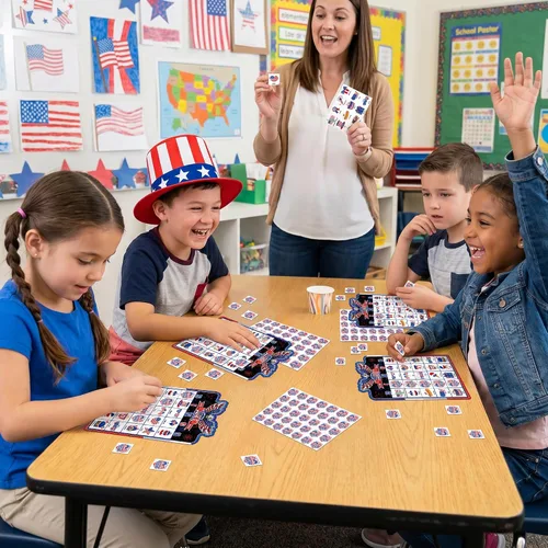 Vista 6 de Joy Bang Juegos de cartas de bingo de 250 aniversario de Estados Unidos para niños y adultos, celebra Estados Unidos 250 años, 250 aniversario