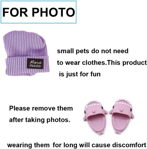 Vista 5 de Conjunto de disfraz de hámster con camisa, sombrero, zapatos, pantuflas de tiburón lindo animal pequeño para mascotas reales, ropa de fiesta de Azul