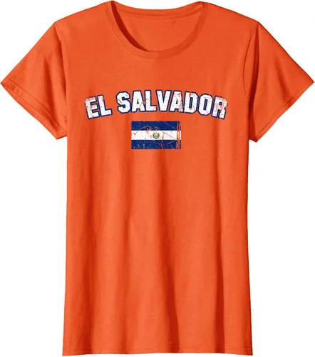 Vista 51 de EL SALVADOR Bandera Vintage Hombres Mujeres Niños Camiseta EL SALVADOR
