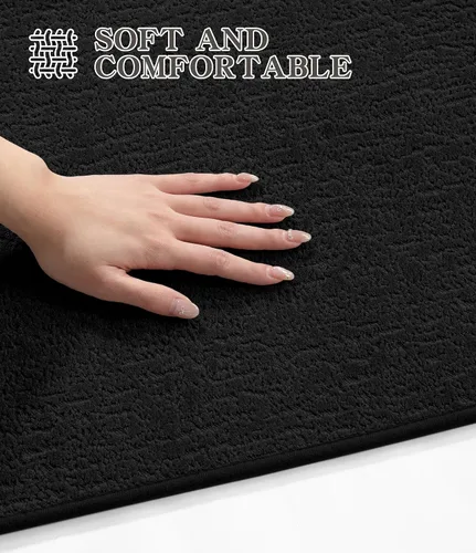 Vista 7 de Chakme Juego de 2 alfombras de baño ultrafinas, absorbentes, antideslizantes, lavables a máquina, color negro, 17 x 24 pulgadas / 17 x 30 pulgadas