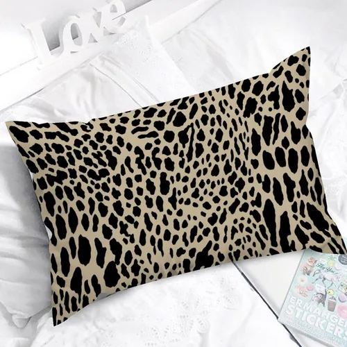 Vista 5 de ArogGeld Funda de cojín lumbar con estampado de leopardo y guepardo negro, funda de almohada para sofá, con manchas de animales marrones y negros