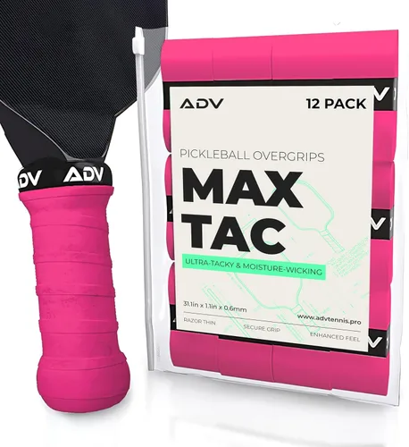 Vista 10 de Cinta de agarre adhesiva extremadamente pegajosa y antideslizante ADV MaxTac para pickleball - Paquete de 3, 6, 12 - Sobregrip para raqueta