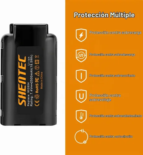 Vista 4 de Shentec - Batería compatible con Paslode 902654 902600 906800 (7,4 V, 2500 mAh)