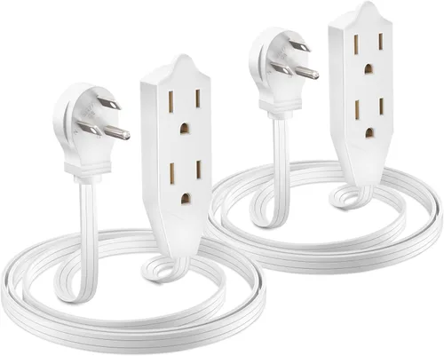 Vista 15 de Maximm Cable de extensión de enchufe plano de 1 pie / cable, salida múltiple - Cable de extensión de enchufe en ángulo de 3 clavijas - Negro