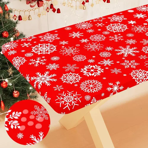 Vista 44 de Smiry Mantel cuadrado para mesa de pícnic, impermeable, elástico, ajustable, para campamento, protector de vinilo con parte trasera de franela Beige