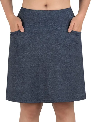 Vista 4 de beroy Faldas cortas para mujer, falda de 20 pulgadas hasta la rodilla para mujer, falda deportiva con pantalones cortos
