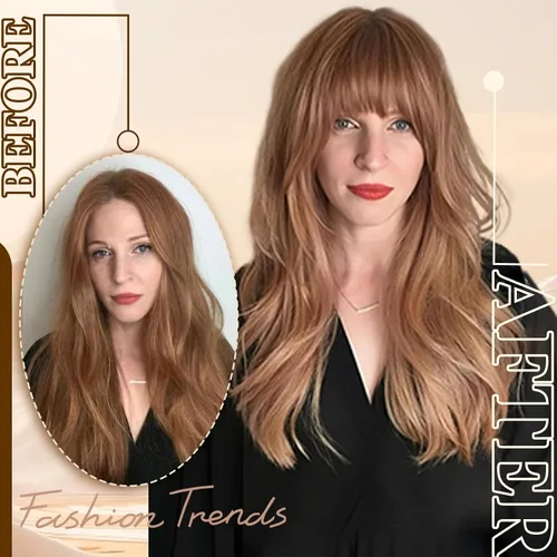 Vista 4 de HAIRCUBE Flequillo con clip, extensiones de flequillo 100 % cabello humano, flequillo grueso francés de 0.44 oz (12 gramos) con clip en las Rojo