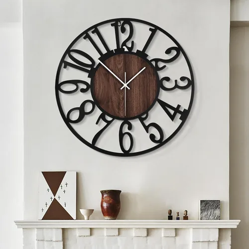 Vista 25 de LEIKE Relojes de Pared Grandes, Silenciosos, Sin Tictac, Funcionan con Baterías, Rústico Redondo Moderno Gran Reloj de Pared de Madera para Sala